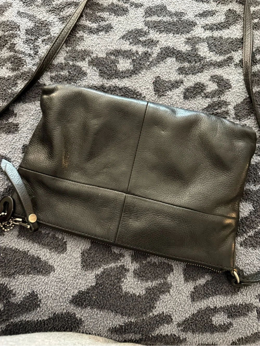 Fossil Black Leather Crossbody Purse with Front Zip